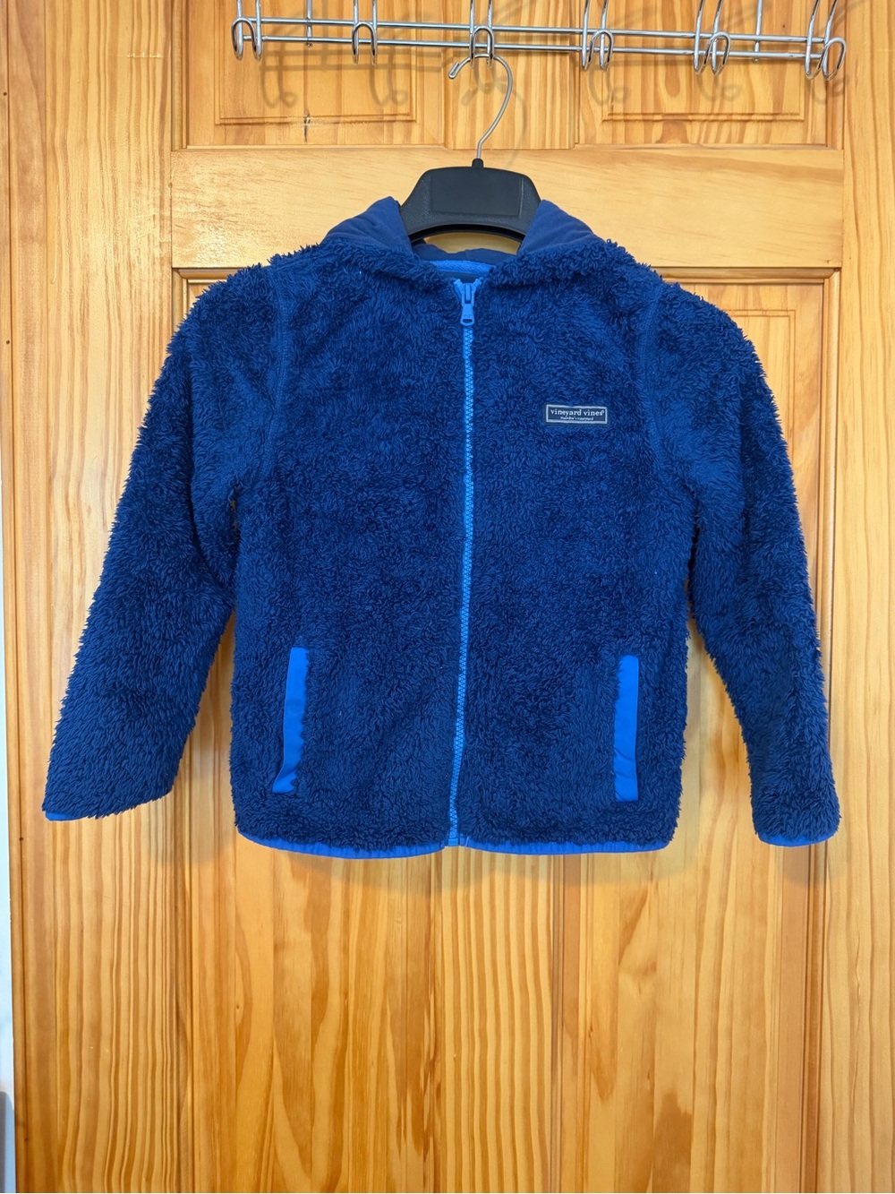 Vineyard Vines Brown Plush Zip-Up Hoodie with Light Blue Trim